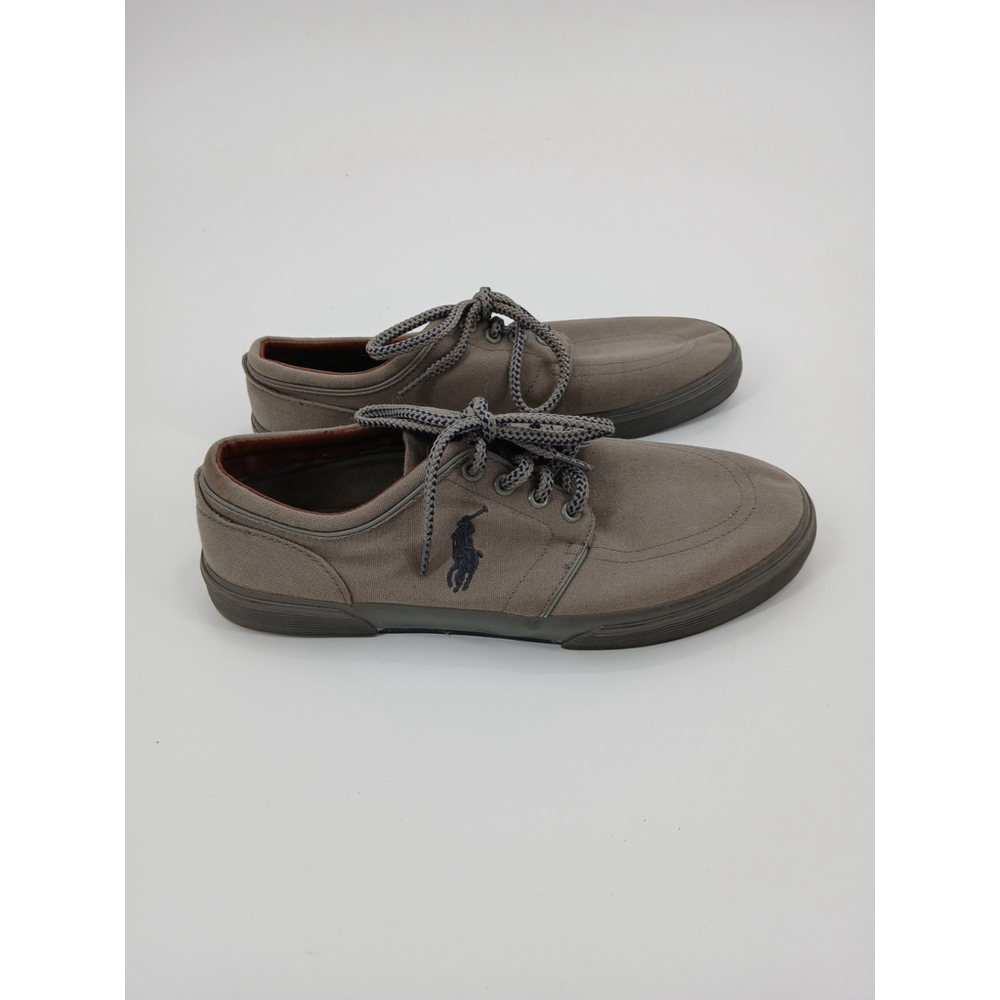 Polo Ralph Lauren Mens Faxon Low Top Olive Gray Canvas Sneaker Shoe Size 10D